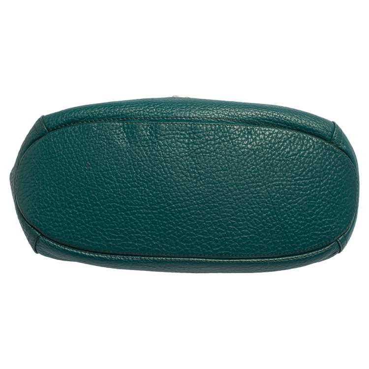 Pre Owned Carolina Herrera Green Leather Zip Hobo