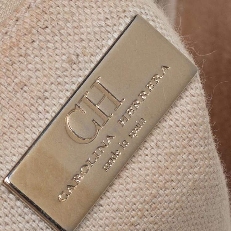 مملوكة مسبقًا Carolina Herrera Brown Embossed Leather Top Handle Bag