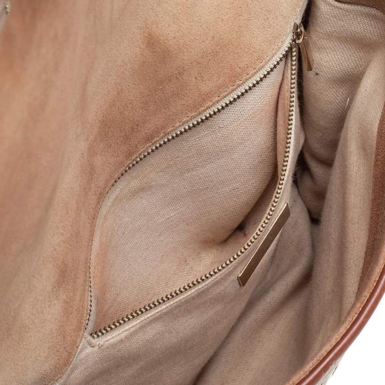 مملوكة مسبقًا Carolina Herrera Brown Embossed Leather Top Handle Bag