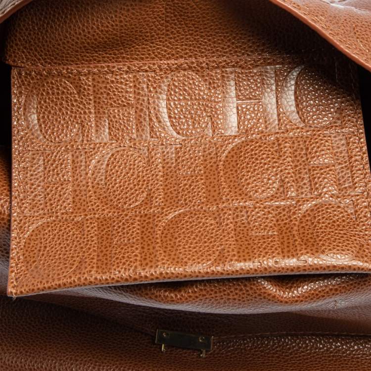 Pre Owned Carolina Herrera Brown Leather Minuetto Top Handle Bag