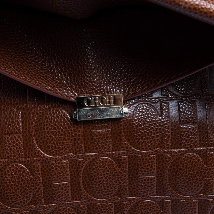 Pre Owned Carolina Herrera Brown Leather Minuetto Top Handle Bag