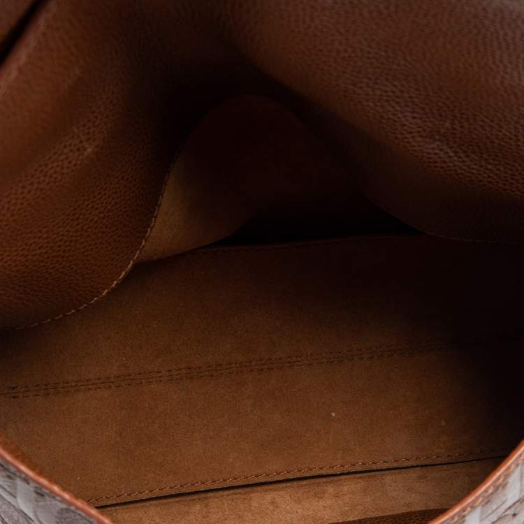 Pre Owned Carolina Herrera Brown Leather Minuetto Top Handle Bag
