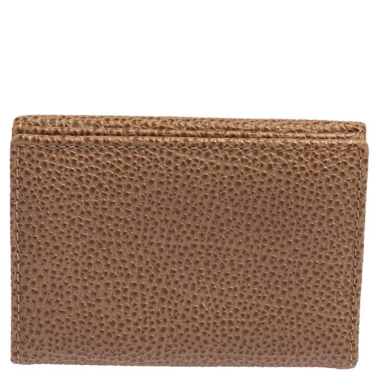 Pre Owned Carolina Herrera Beige Grained Leather Compact Wallet