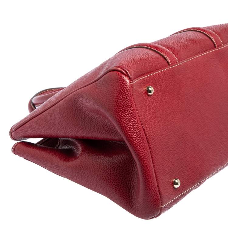 Pre Owned Carolina Herrera Red Grained Leather Matteo Tote