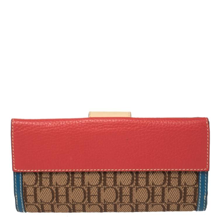 Pre Owned Carolina Herrera Multicolor Monogram Canvas and Leather Continental Wallet