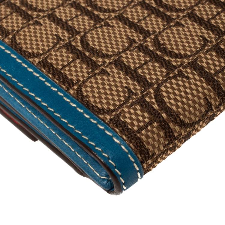 Pre Owned Carolina Herrera Multicolor Monogram Canvas and Leather Continental Wallet