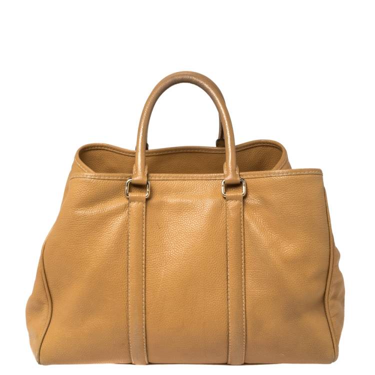 Pre Owned Carolina Herrera Tan Grained Leather Matteo Tote