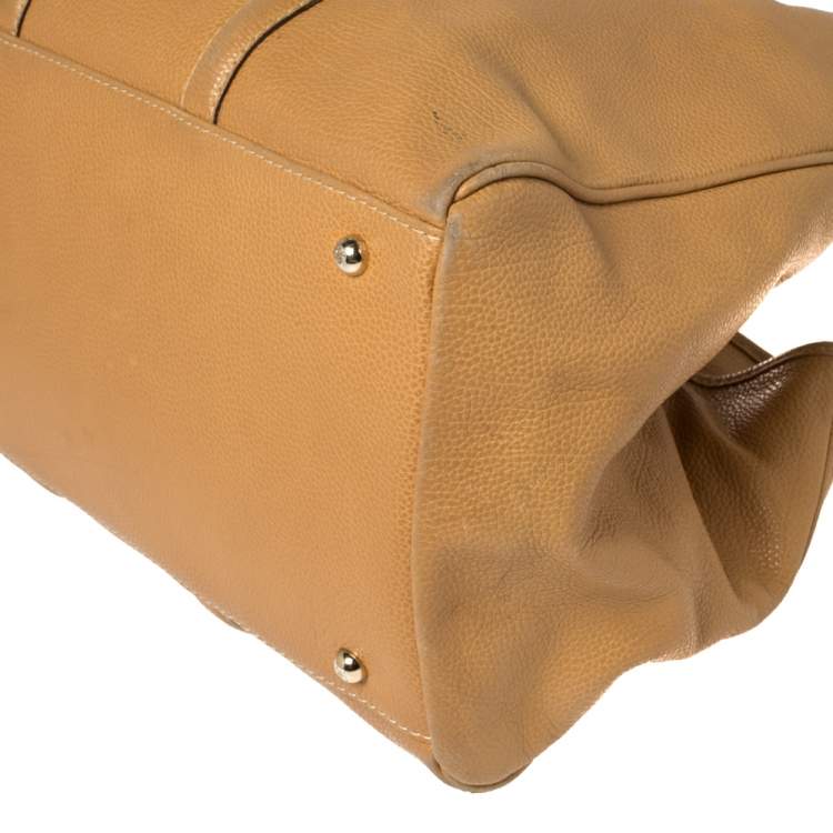 Pre Owned Carolina Herrera Tan Grained Leather Matteo Tote