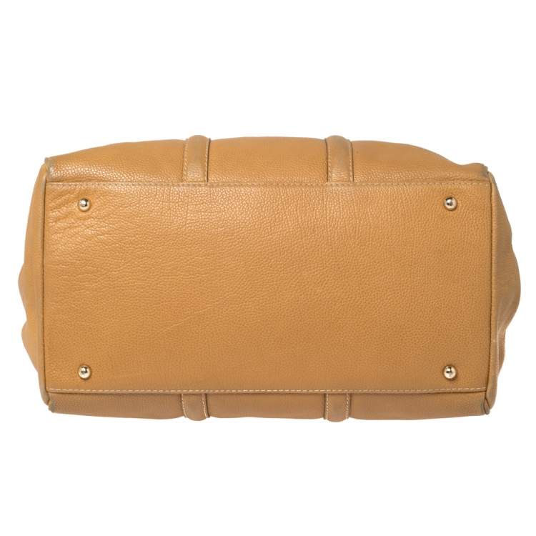 Pre Owned Carolina Herrera Tan Grained Leather Matteo Tote