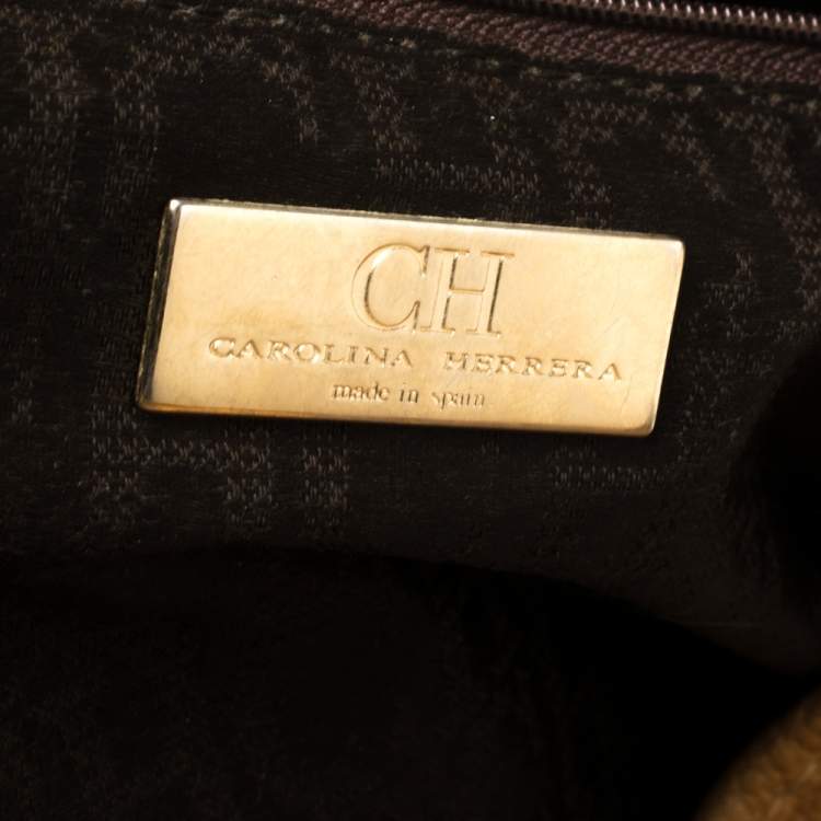 Pre Owned Carolina Herrera Tan Grained Leather Matteo Tote