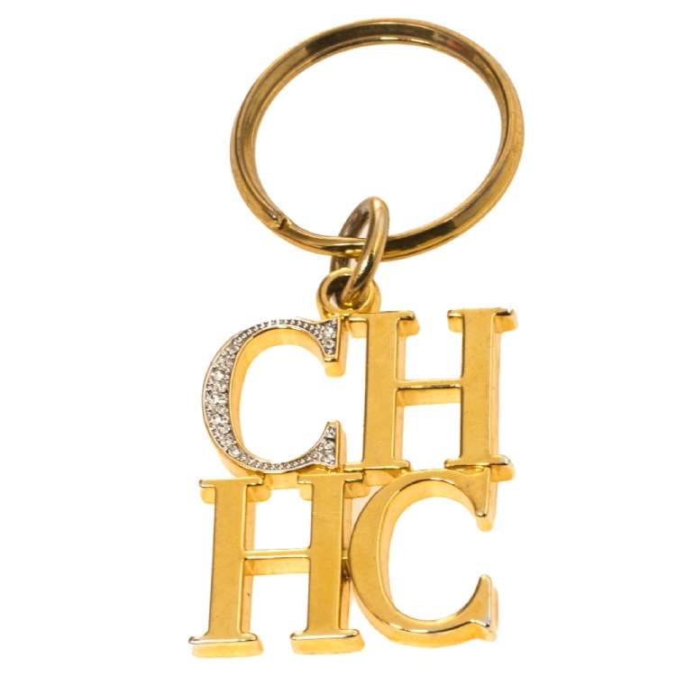 Pre Owned Carolina Herrera Beige/Brown Monogram Coated Canvas and Leather Charm Tote