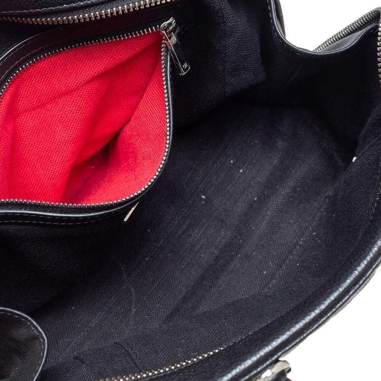 Pre Owned Carolina Herrera Black Embossed Leather Duke Satchel