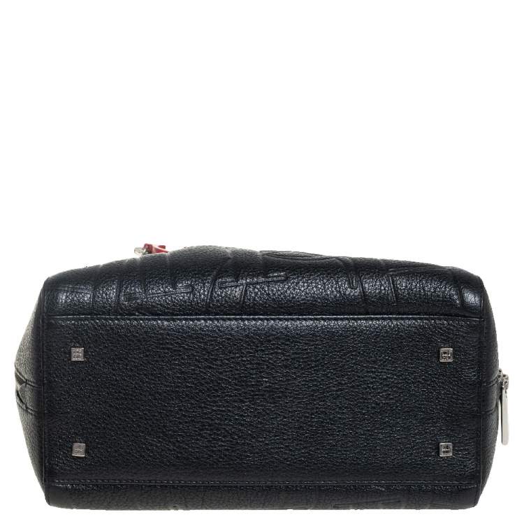 Pre Owned Carolina Herrera Black Embossed Leather Duke Satchel