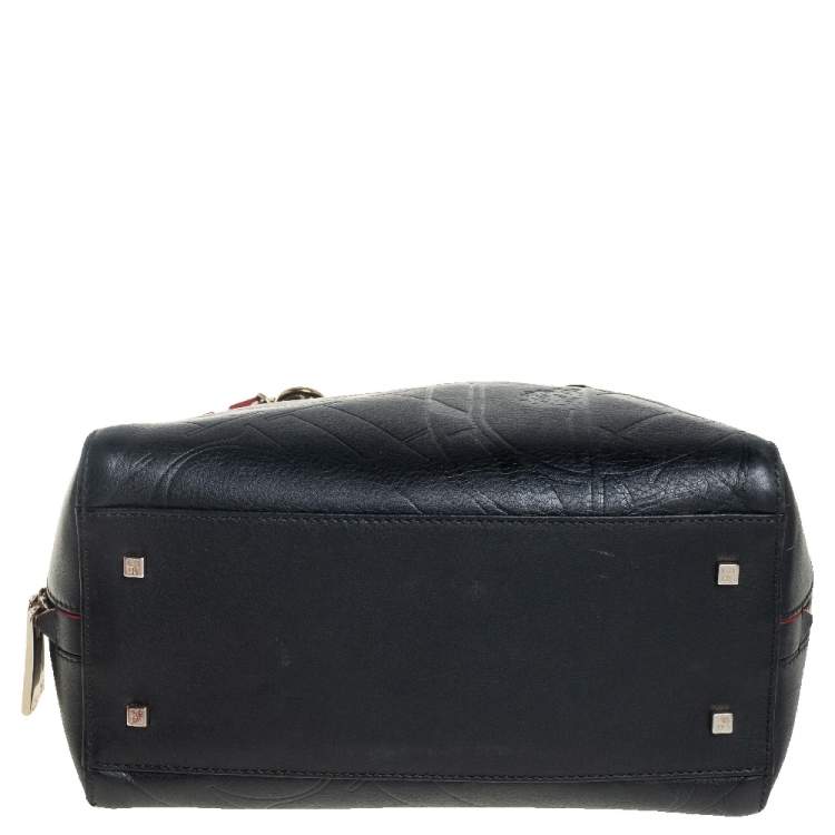 Pre Owned Carolina Herrera Black Embossed Leather Duke Satchel