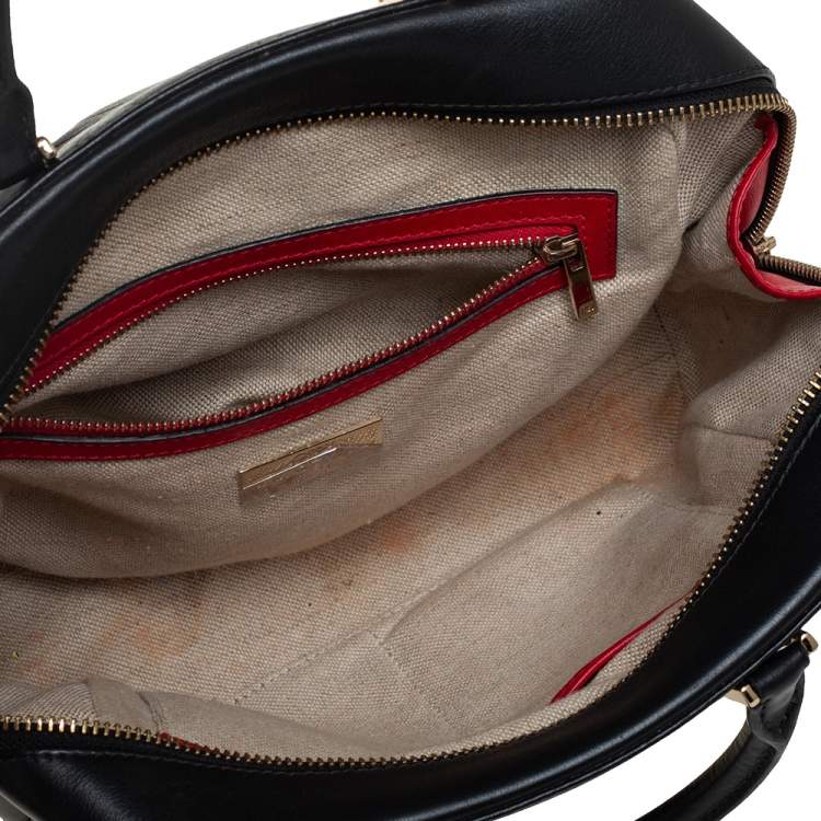 Pre Owned Carolina Herrera Black Embossed Leather Duke Satchel