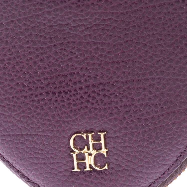 Pre Owned Carolina Herrera Purple Leather Coin Purse