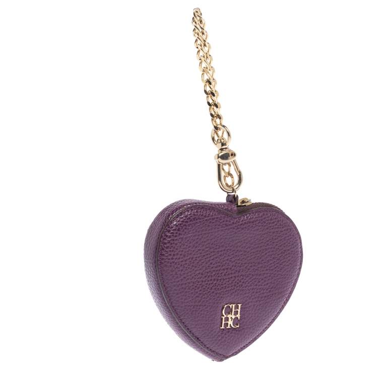 Pre Owned Carolina Herrera Purple Leather Coin Purse