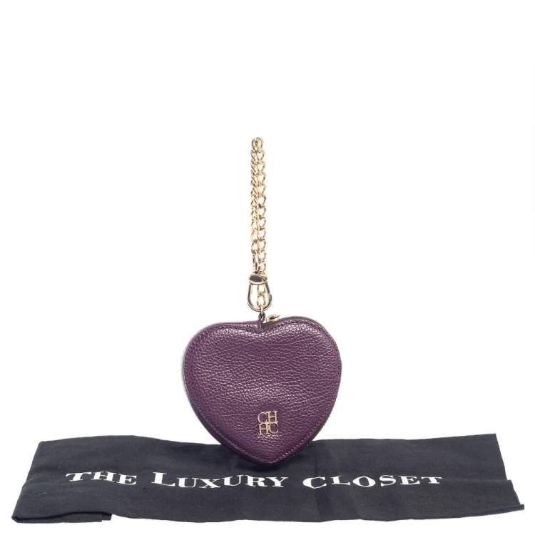 Pre Owned Carolina Herrera Purple Leather Coin Purse
