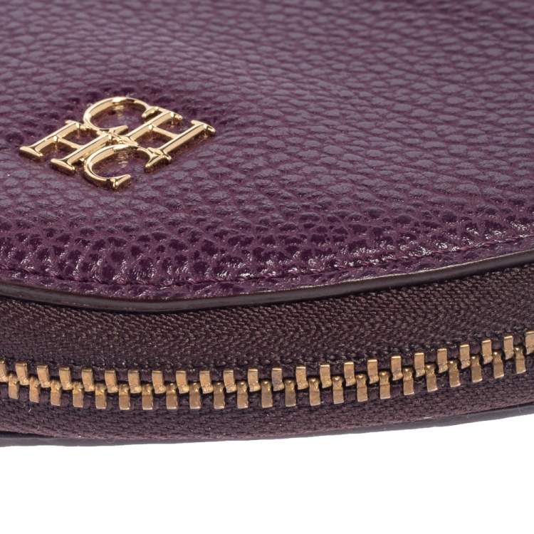 Pre Owned Carolina Herrera Purple Leather Coin Purse