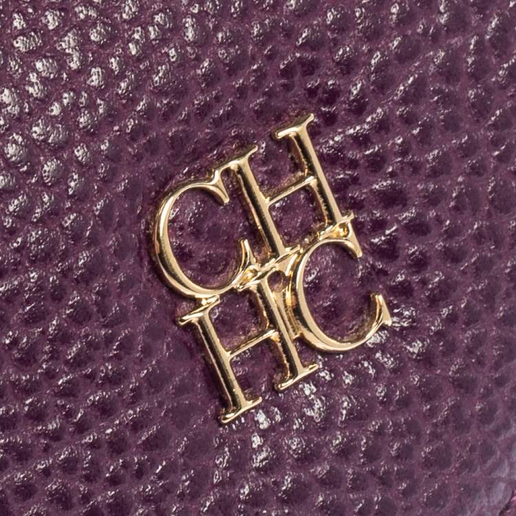 Pre Owned Carolina Herrera Purple Leather Coin Purse