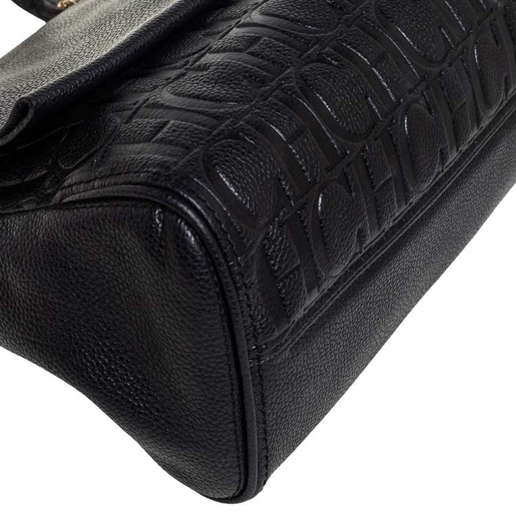 Pre Owned Carolina Herrera Black Leather  Minuetto Top Handle Bag