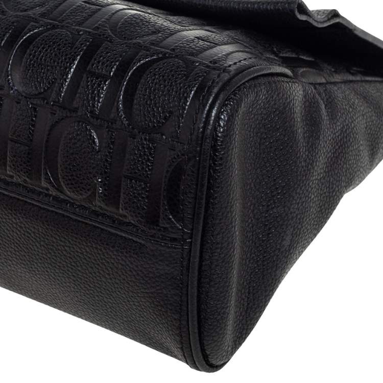 Pre Owned Carolina Herrera Black Leather  Minuetto Top Handle Bag