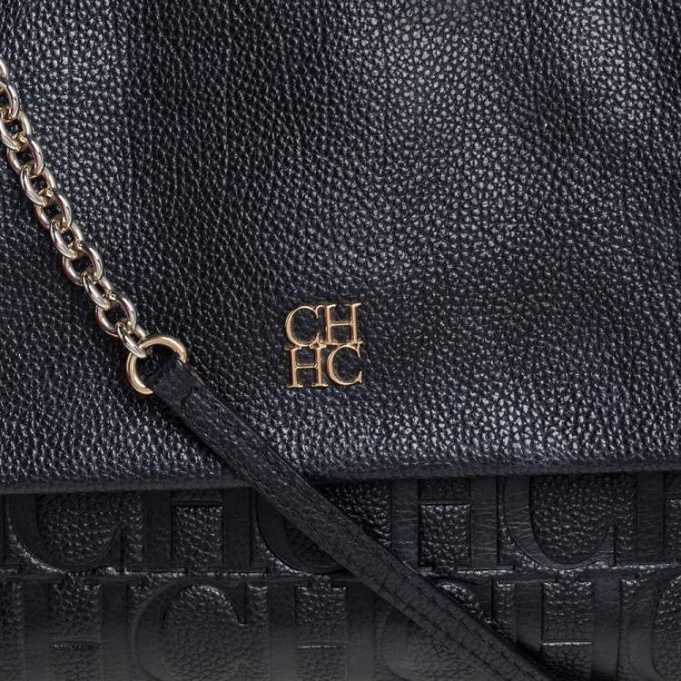 Pre Owned Carolina Herrera Black Leather  Minuetto Top Handle Bag