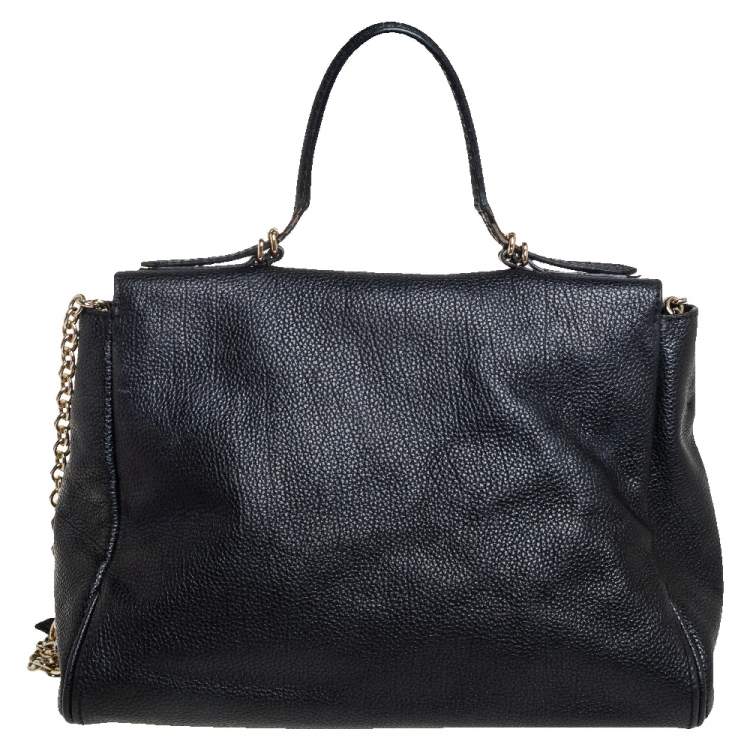 Pre Owned Carolina Herrera Black Leather  Minuetto Top Handle Bag