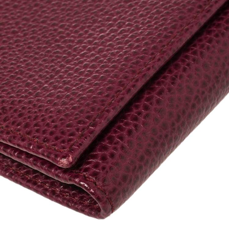 Pre Owned Carolina Herrera Burgundy Leather Flap Continental Wallet