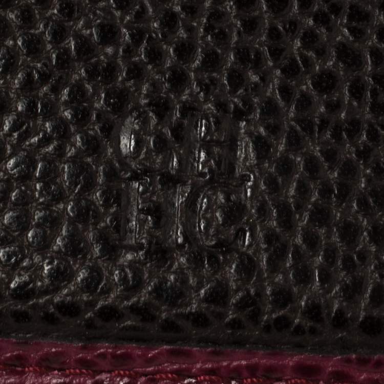 Pre Owned Carolina Herrera Burgundy Leather Flap Continental Wallet