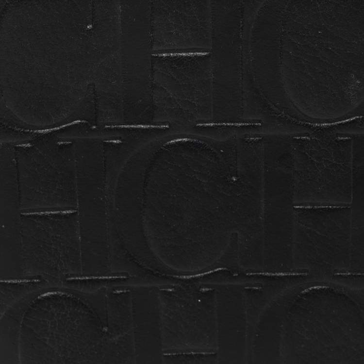 Pre Owned Carolina Herrera Black Monogram Leather Compact Wallet