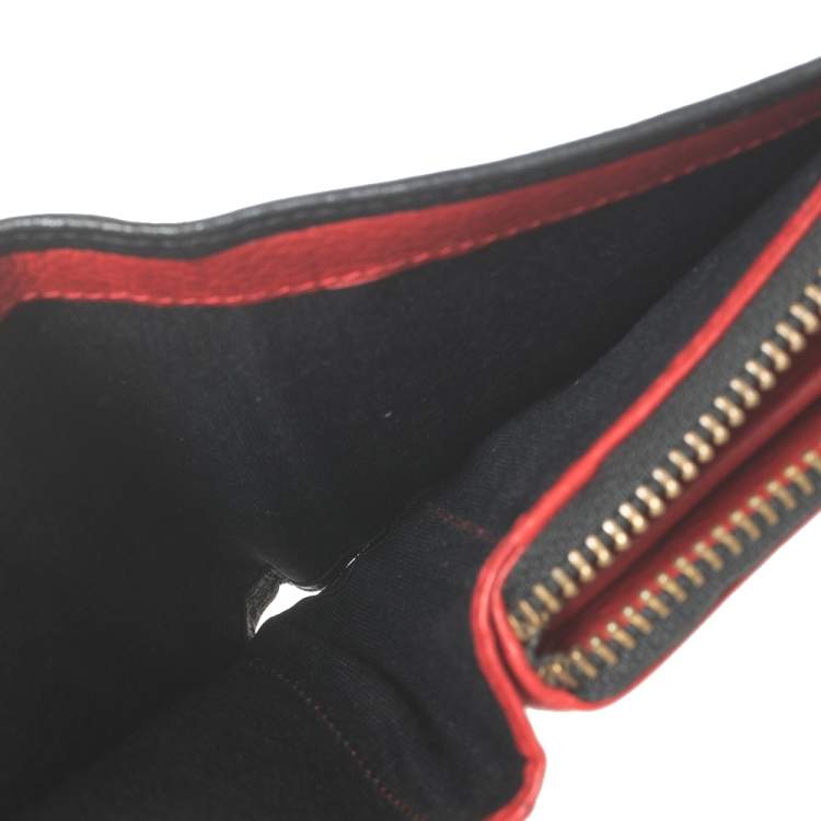 Pre Owned Carolina Herrera Black Monogram Leather Compact Wallet