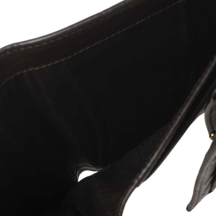 Pre Owned Carolina Herrera Brown Monogram Leather Trifold Wallet