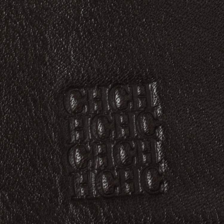 Pre Owned Carolina Herrera Brown Monogram Leather Trifold Wallet