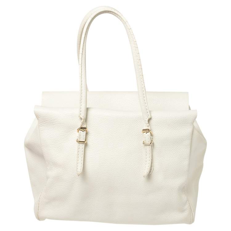 Pre Owned Carolina Herrera White Leather Tempo Collection Adagio Tote