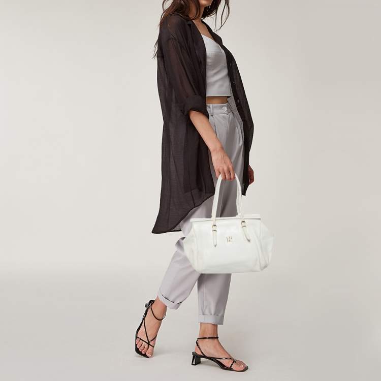 Pre Owned Carolina Herrera White Leather Tempo Collection Adagio Tote