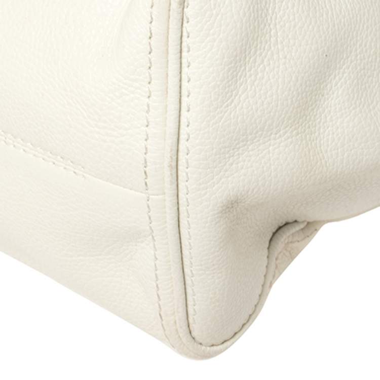 Pre Owned Carolina Herrera White Leather Tempo Collection Adagio Tote