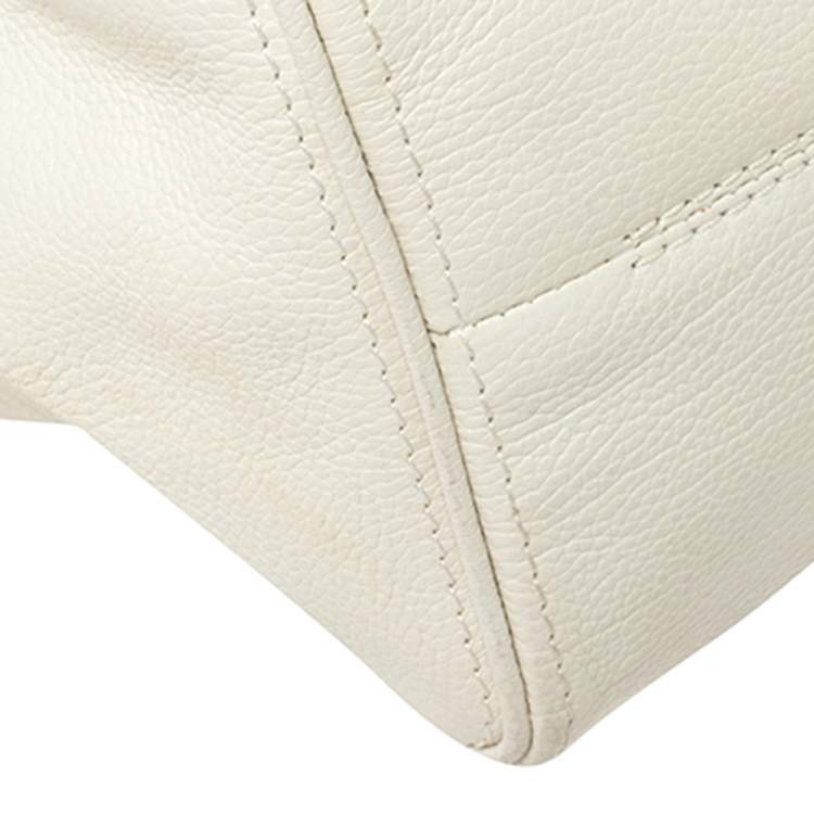 Pre Owned Carolina Herrera White Leather Tempo Collection Adagio Tote