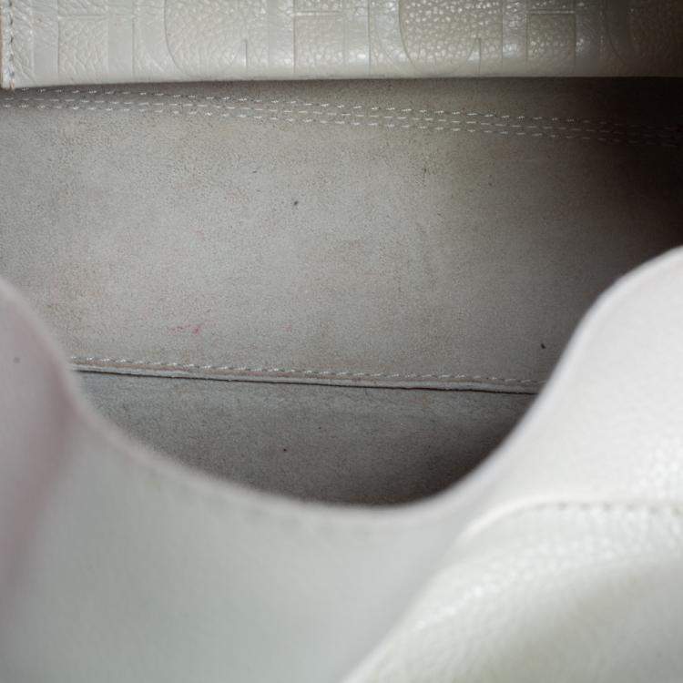 Pre Owned Carolina Herrera White Leather Tempo Collection Adagio Tote