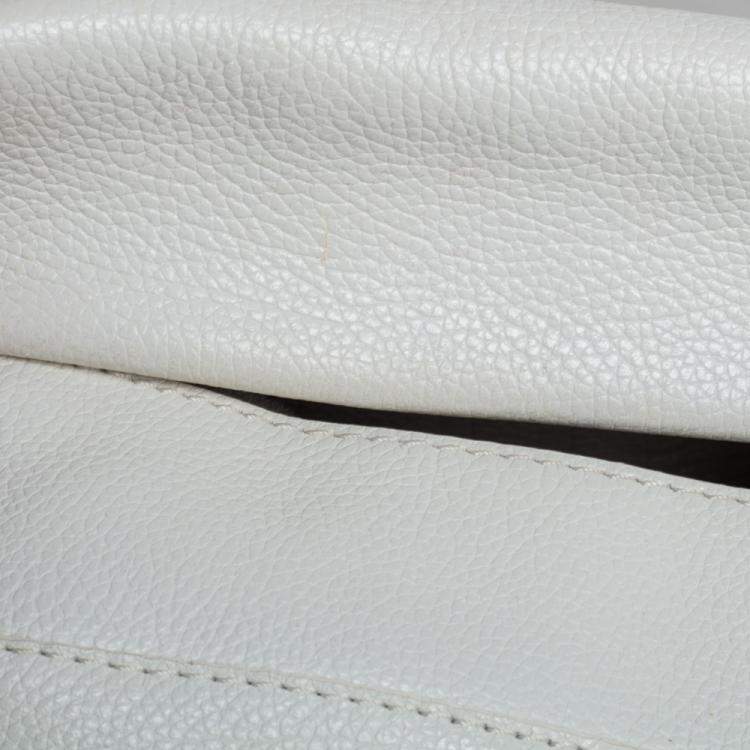 Pre Owned Carolina Herrera White Leather Tempo Collection Adagio Tote