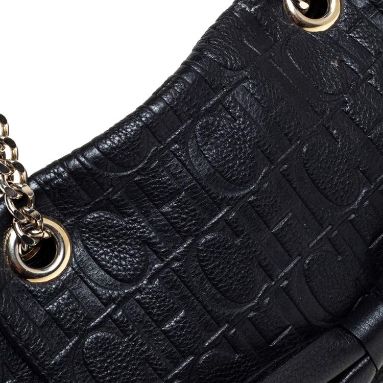 Pre Owned Carolina Herrera Black Leather Audrey Shoulder Bag