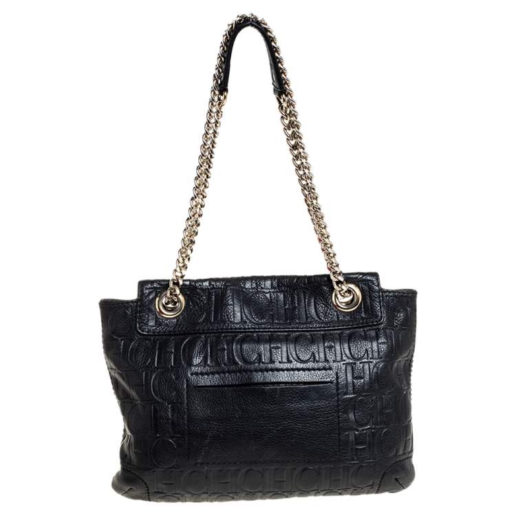 Pre Owned Carolina Herrera Black Leather Audrey Shoulder Bag