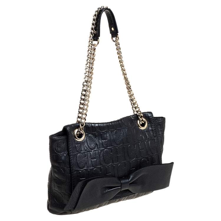 Pre Owned Carolina Herrera Black Leather Audrey Shoulder Bag