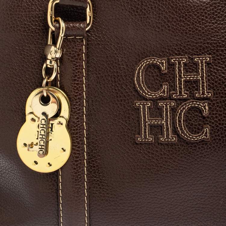 Pre Owned Carolina Herrera Dark Brown Leather Matteo Tote