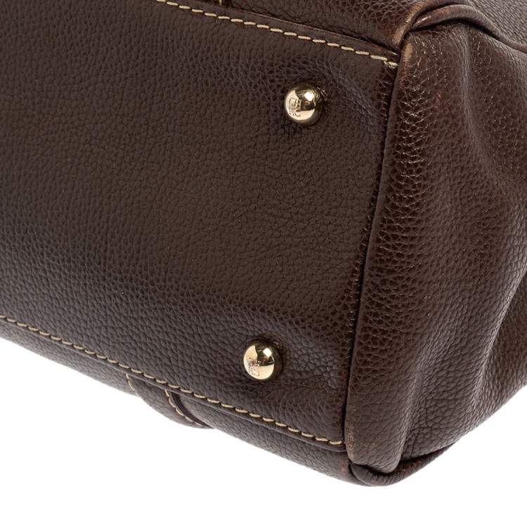 Pre Owned Carolina Herrera Dark Brown Leather Matteo Tote