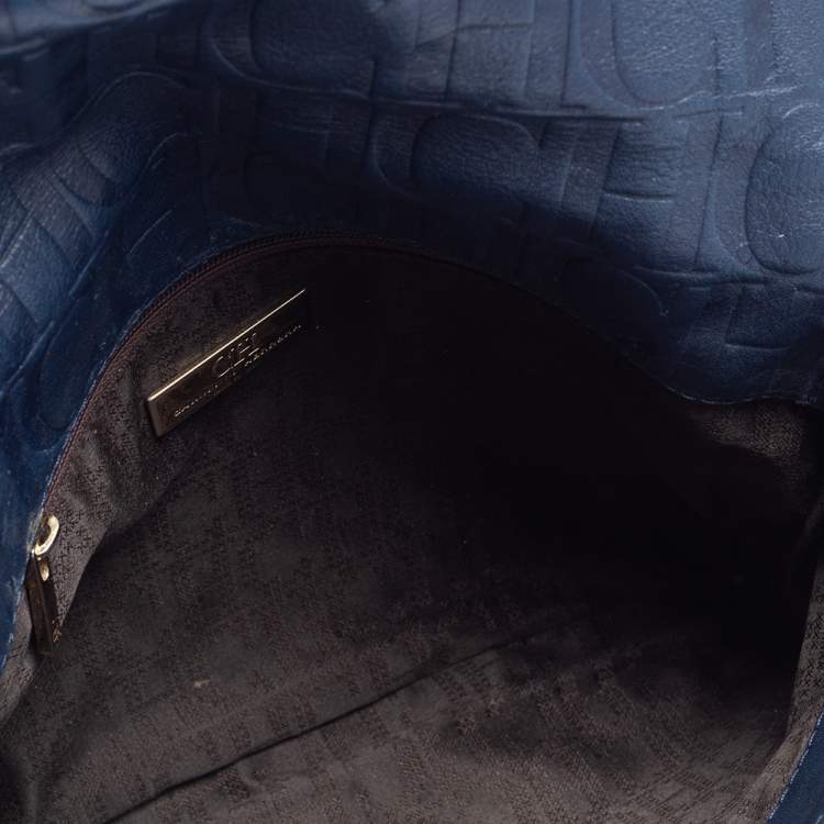 Pre Owned Carolina Herrera Blue Leather New Baltazar Flap Shoulder Bag