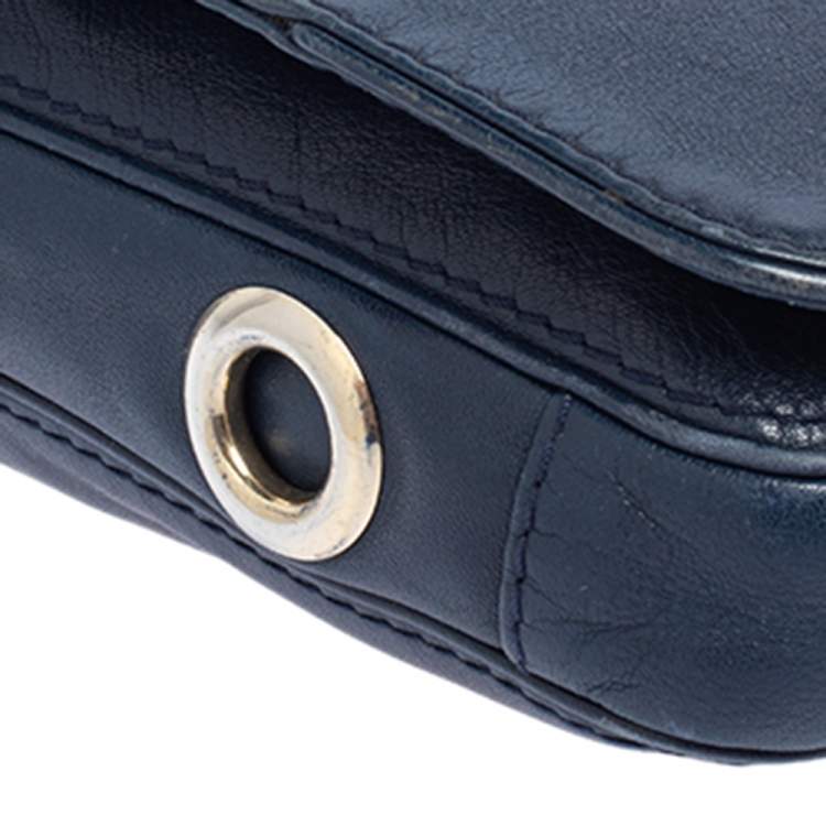 Pre Owned Carolina Herrera Blue Leather New Baltazar Flap Shoulder Bag