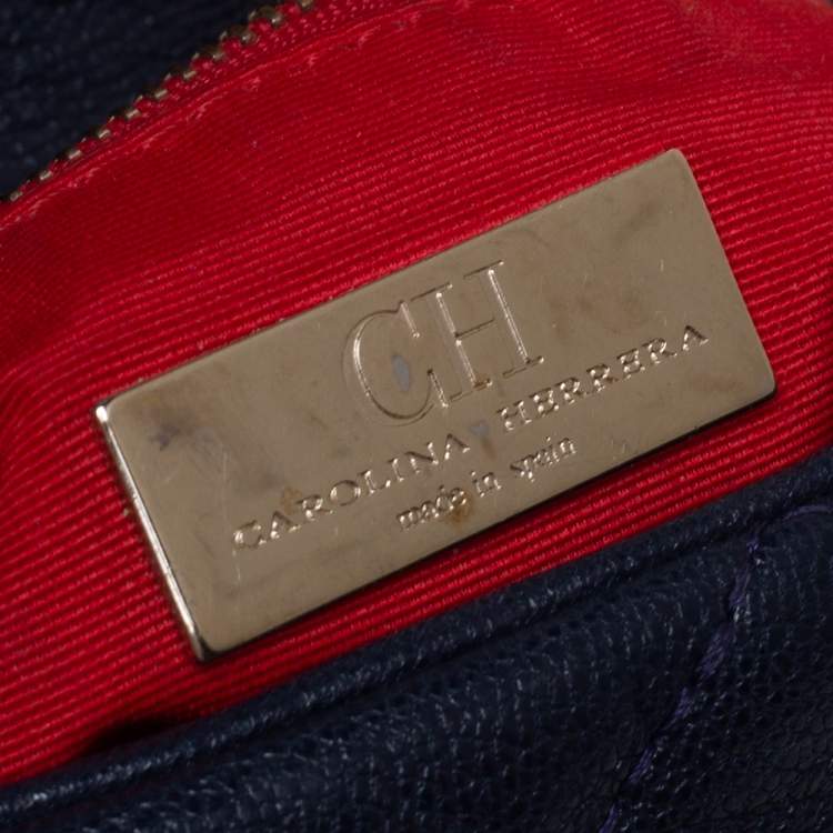 Pre Owned Carolina Herrera Blue Quilted Leather Flap Chain Shoulder Bag