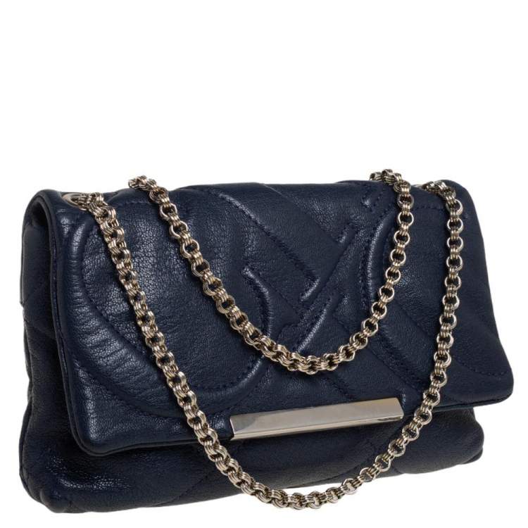 Pre Owned Carolina Herrera Blue Quilted Leather Flap Chain Shoulder Bag