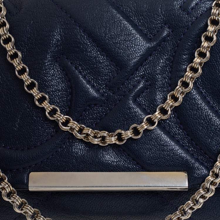 Carolina Herrera Blue Quilted Leather Flap Chain Shoulder Bag Carolina